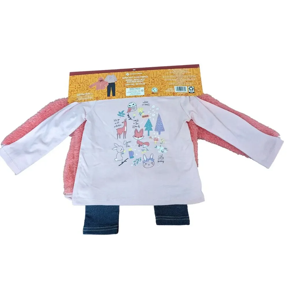 Member's Mark Matching Set 3‎ pieces 18M Girls Top Leggings Cozy Jacket Woodland